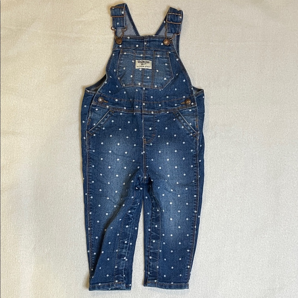OshKosh B'gosh Blue and White Polka Dot Overalls